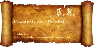 Baumholczer Mendel névjegykártya